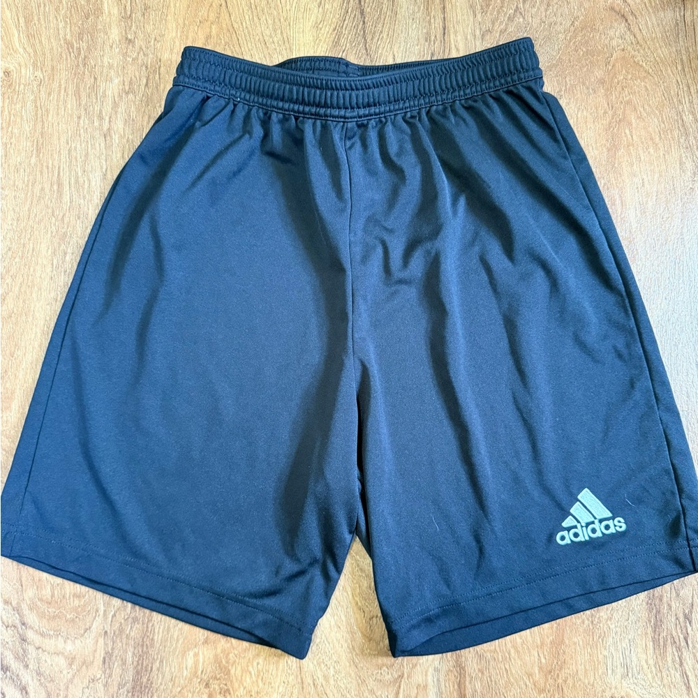 adidas Boys Black Athletic Shorts with White Logo